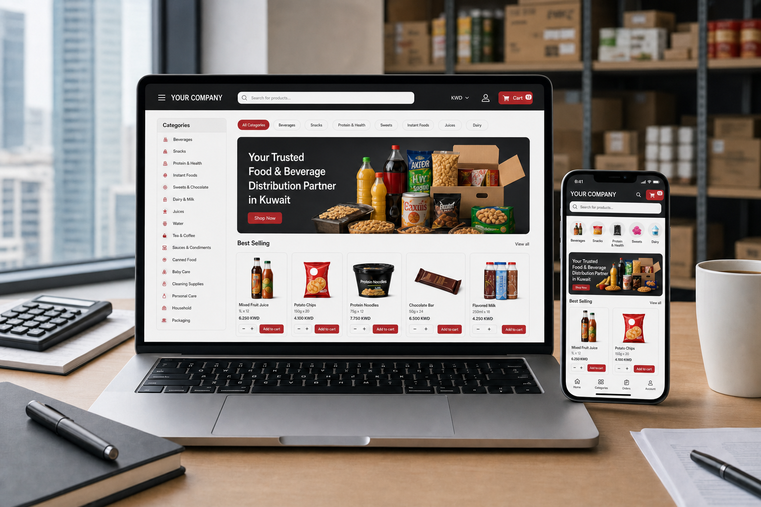 A storefront for food and beverage ordering.